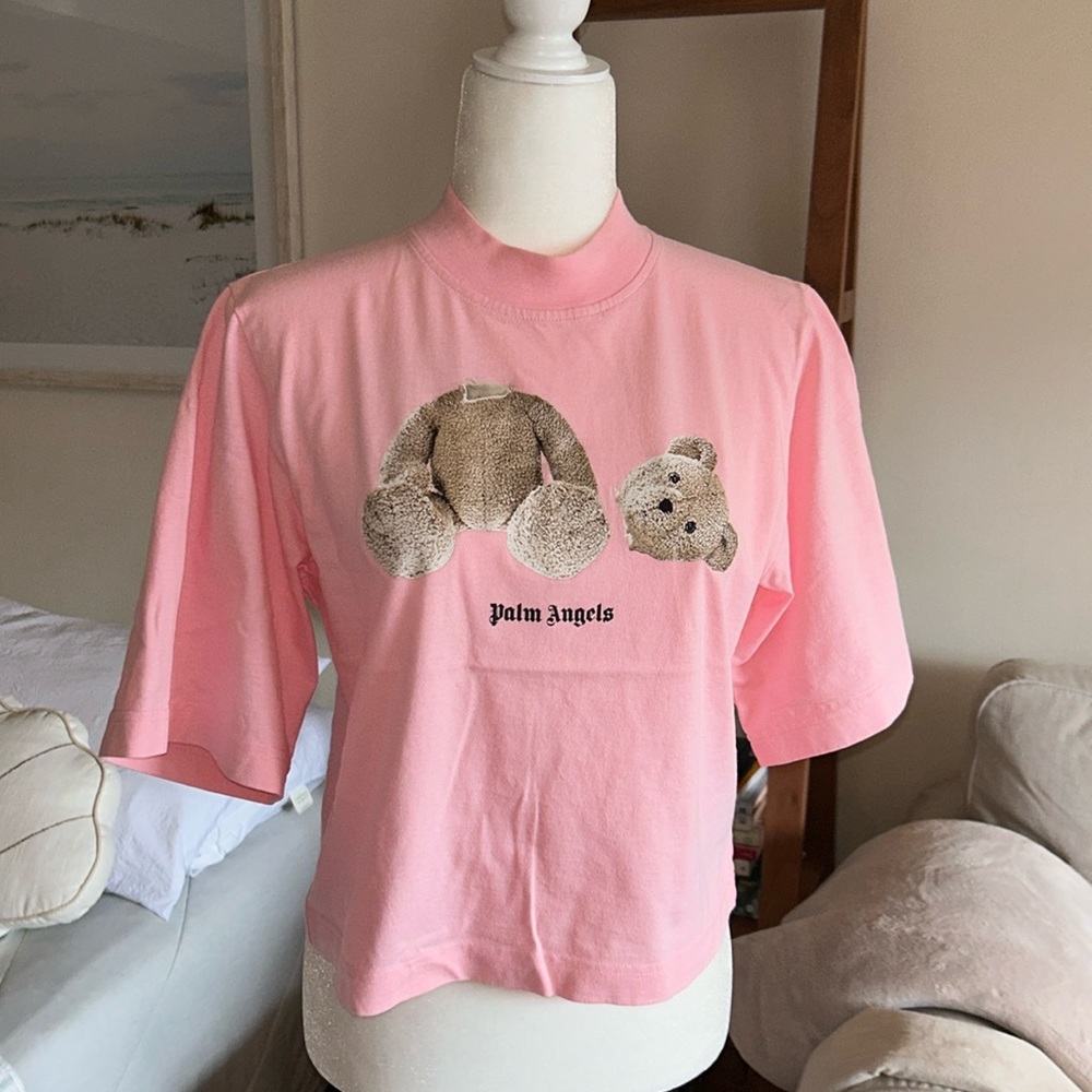 Palm Angels Cropped Printed cotton-jersey t-shirt